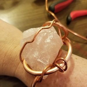 Chunky rose quartz cuff bracelet