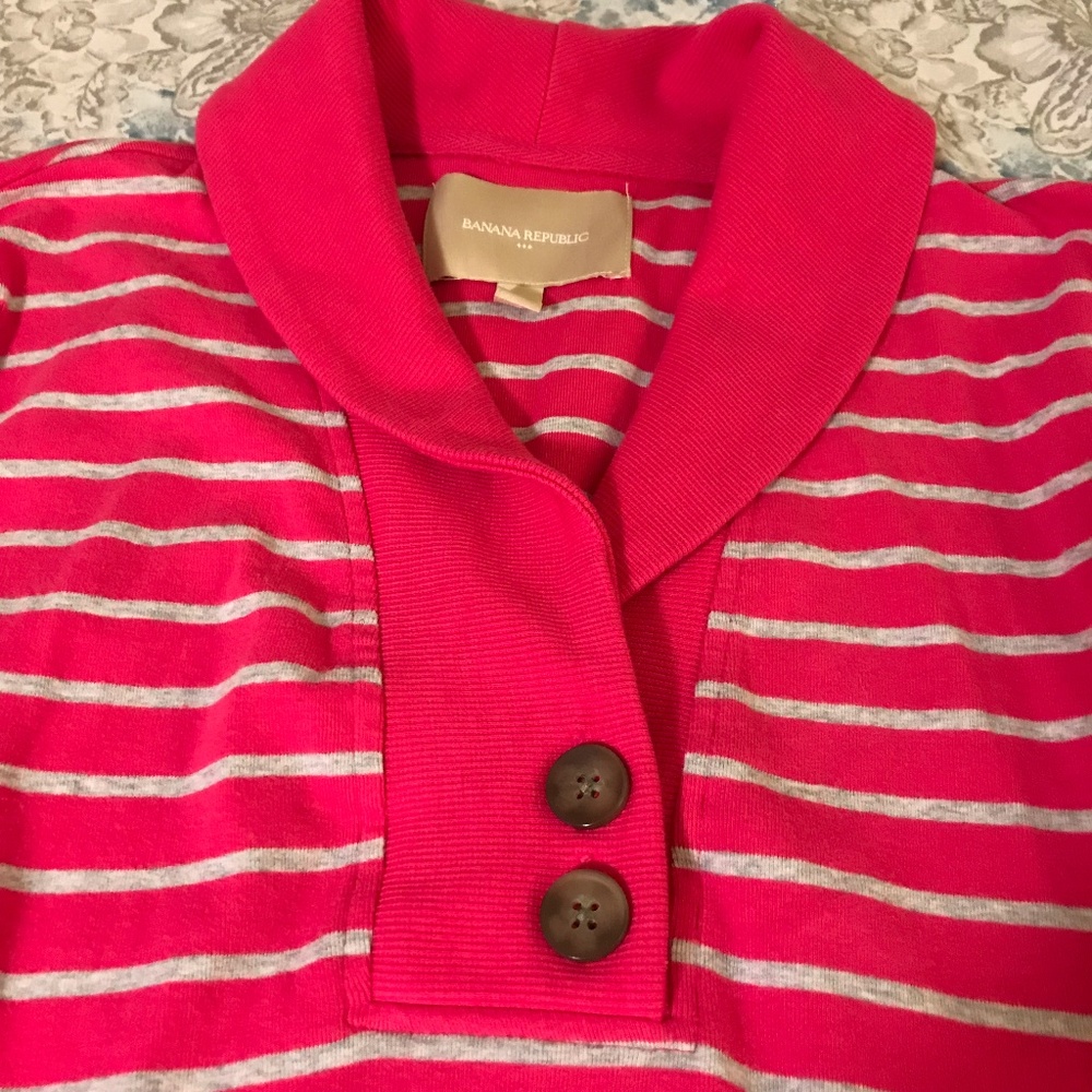 Banana Republic Pink Stripe High Collar Sweatshirt - Picture 3 of 5