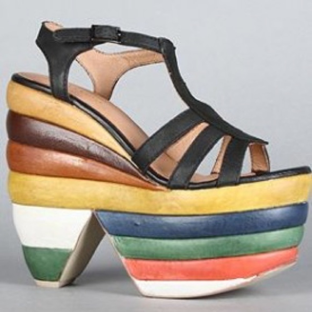 Chunky Rainbow Platform Heels in Sundae