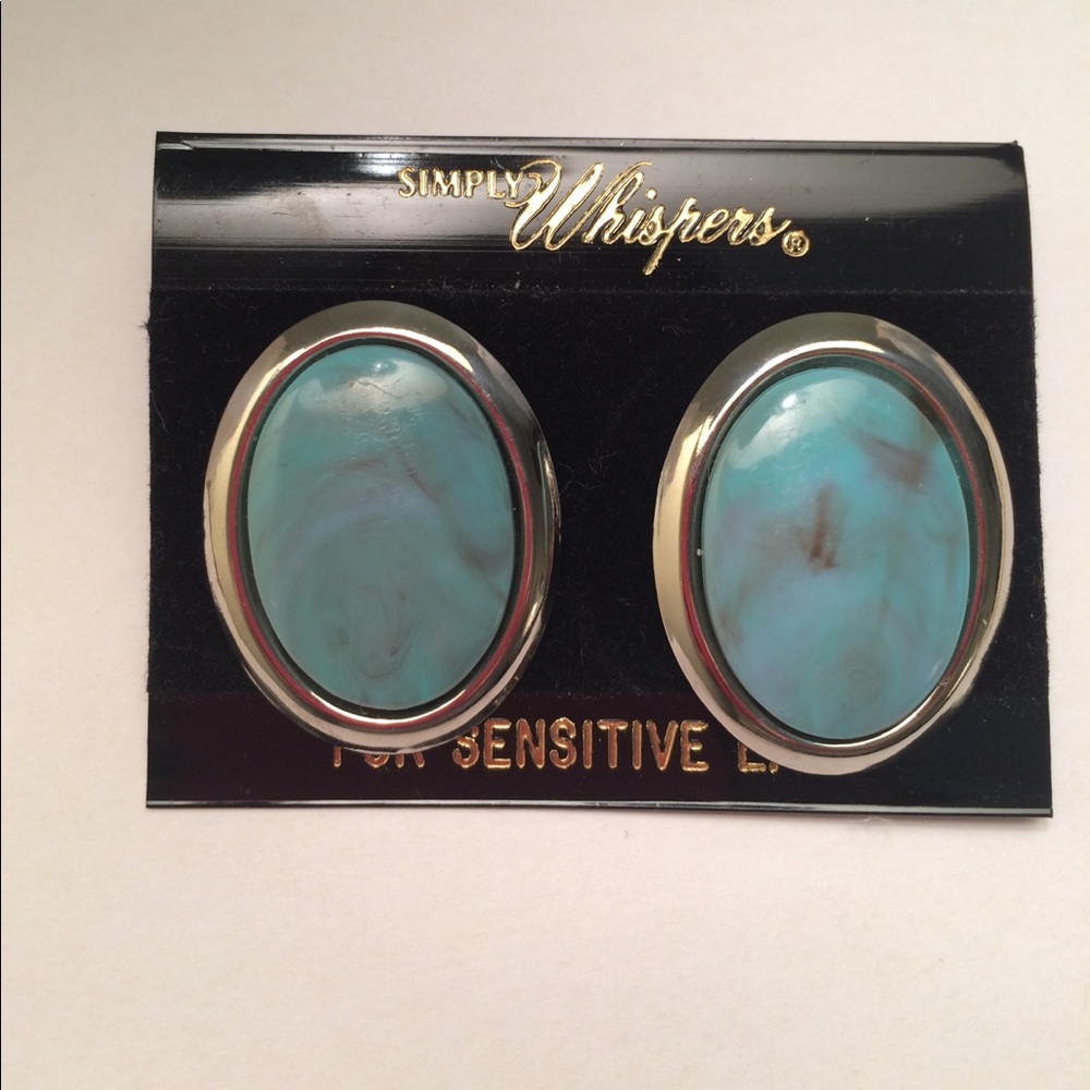 NWT Oval faux turquoise earrings