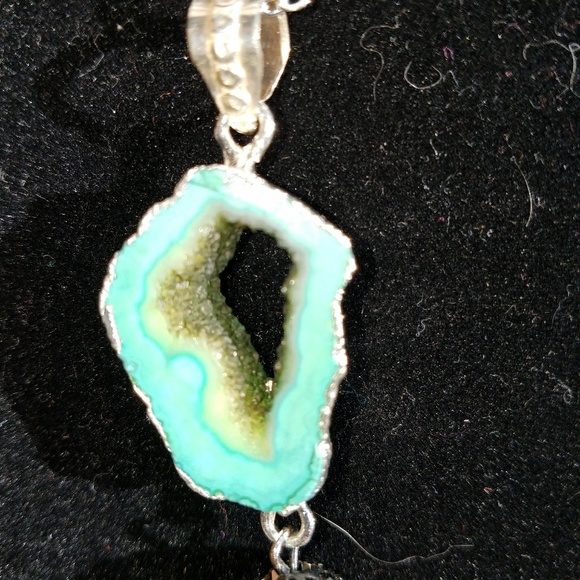 ❤️SOLD❤️Mint Green Druzy Agate w Amythest Tassel - Picture 4 of 4