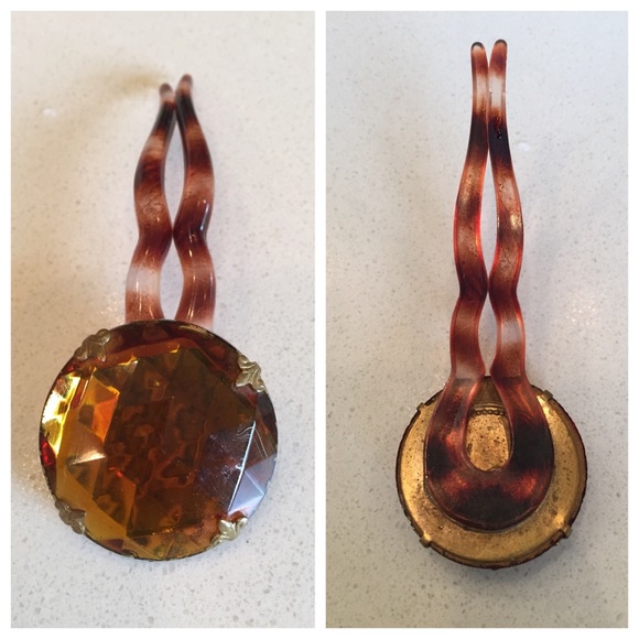 4 Vintage Rhinestone hair picks from Paris main image 4