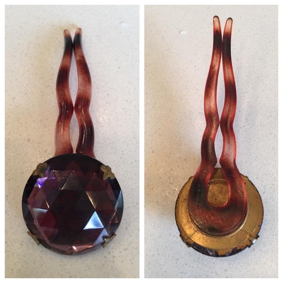 4 Vintage Rhinestone hair picks from Paris main image 6