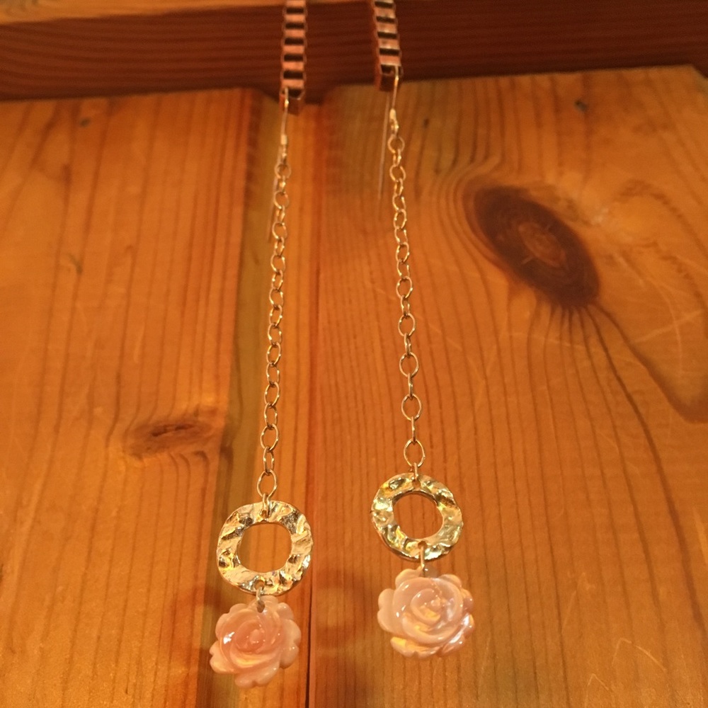 Handmade Flower Shell & Sterling Silver Dangles