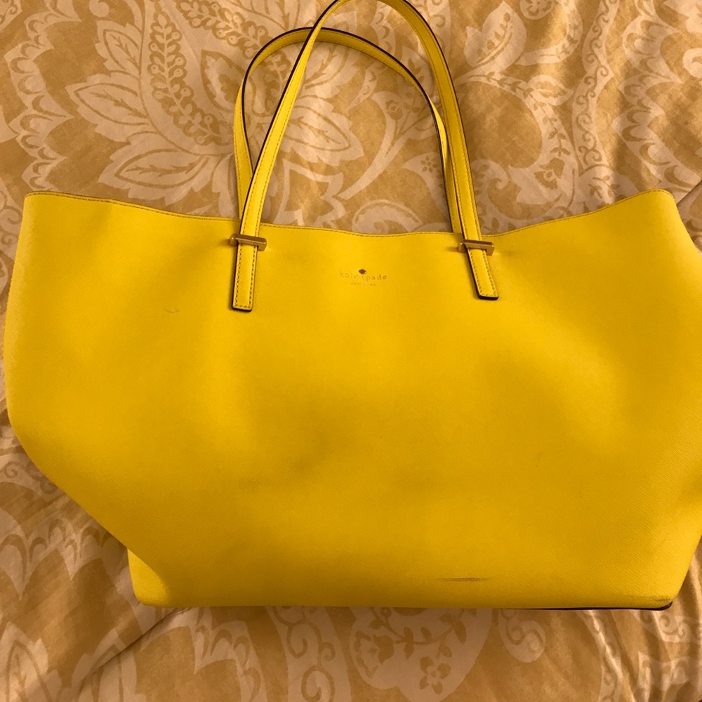 Bright yellow Kate spade leather tote