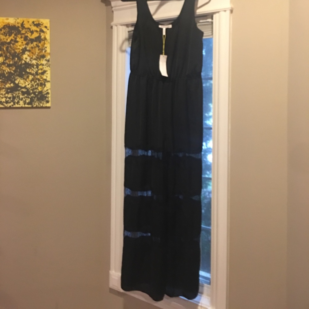 BCBG lace paneled romper