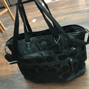 Black Monogram Coach Diaper Bag with Changing Pad