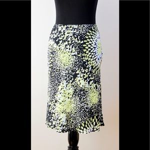 NWT The Limited XS Silk Black Pistachio Blue Skirt