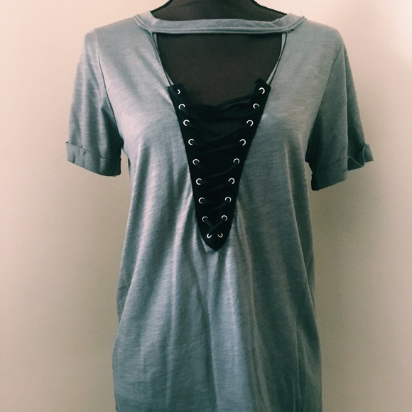 1 more left•🛍 Olive Lace Up Top - Picture 4 of 5