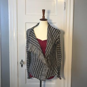 Banana Republic Striped Cardigan Gray White