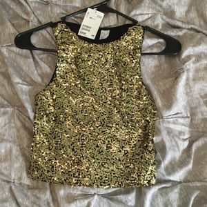 H&M Gold Sequence Crop Top