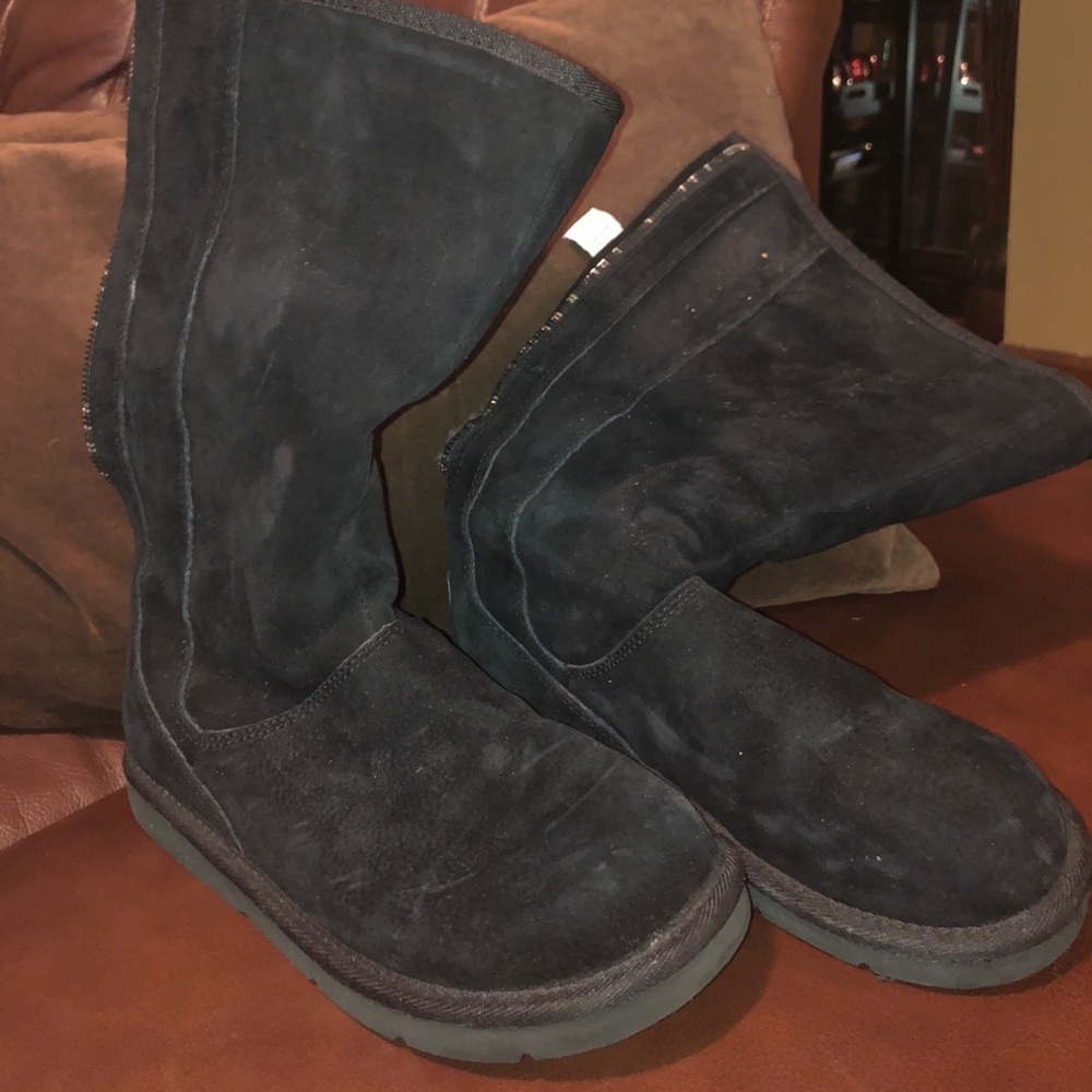 Never worn - Tall black UGG zip up the back W7