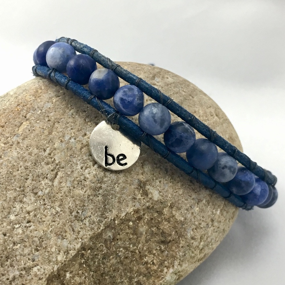 Just Be Leather Bracelet with Matte Sodalite