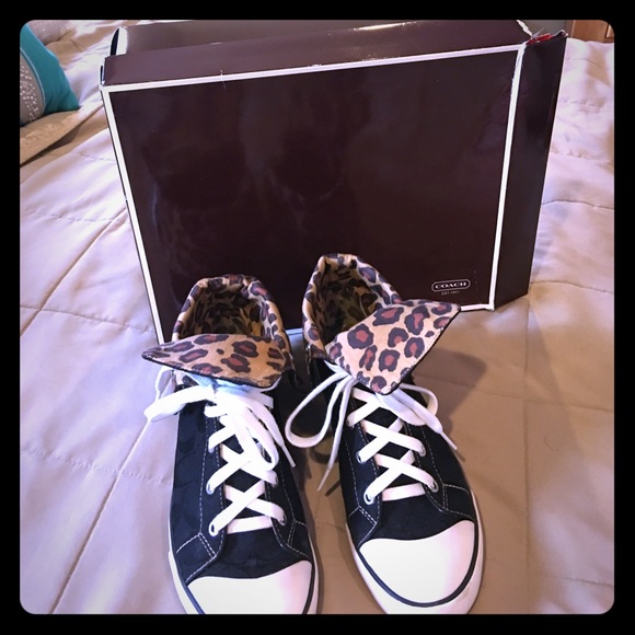 Coach leopard high top sneakers - Picture 1 of 5