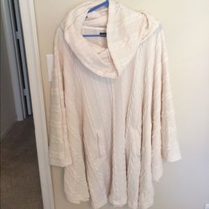 Cowl Neck Cream Sweater Poncho