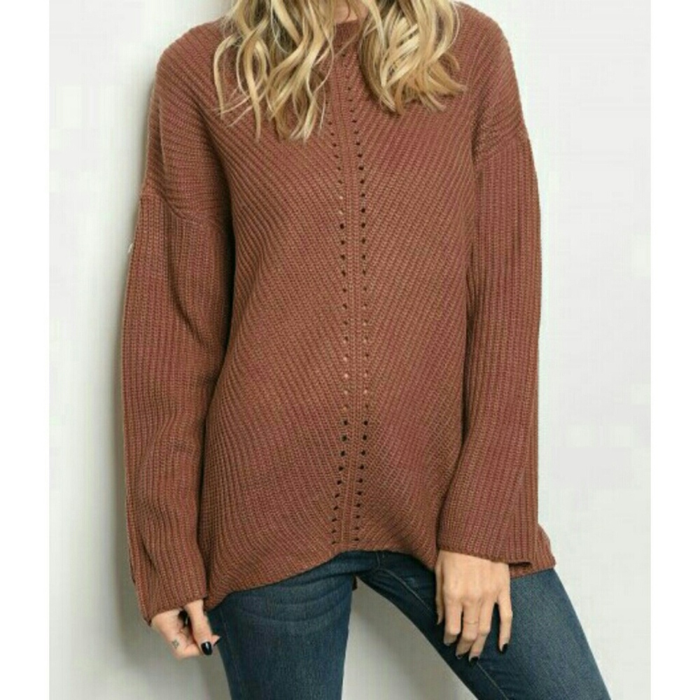 ❄Long Chunky Cable Knit Rust Sweater❄