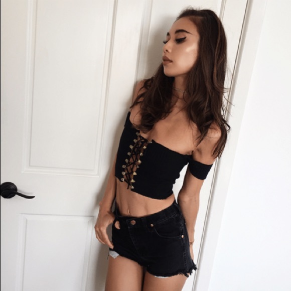 'Rachel' Lace Up Ribbed Top - Picture 3 of 3