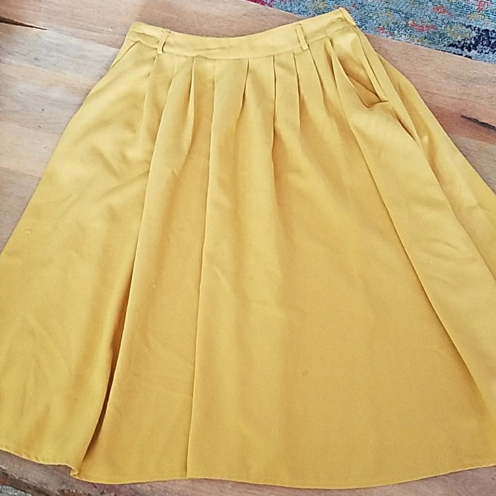 Mod Cloth Mustard Midi Skirt