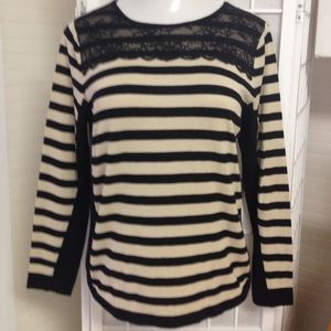 NWT 14/16W Lane Bryant Black & Tan Stripe Sweater