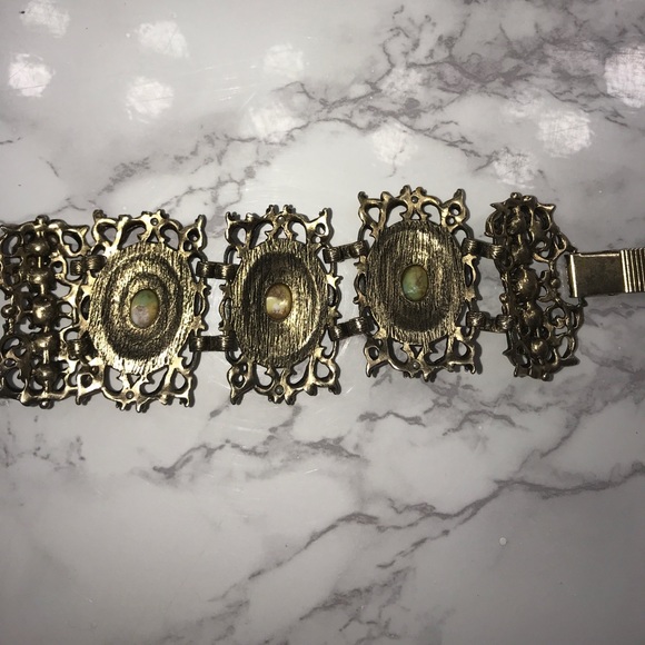 Vintage Gold and Teal  Turquoise Pearl bracelet - Picture 6 of 6