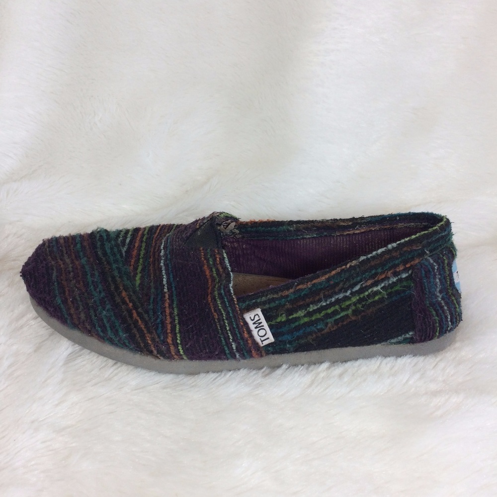 Toms Fall Festive Purple Striped Multi Color 8.5