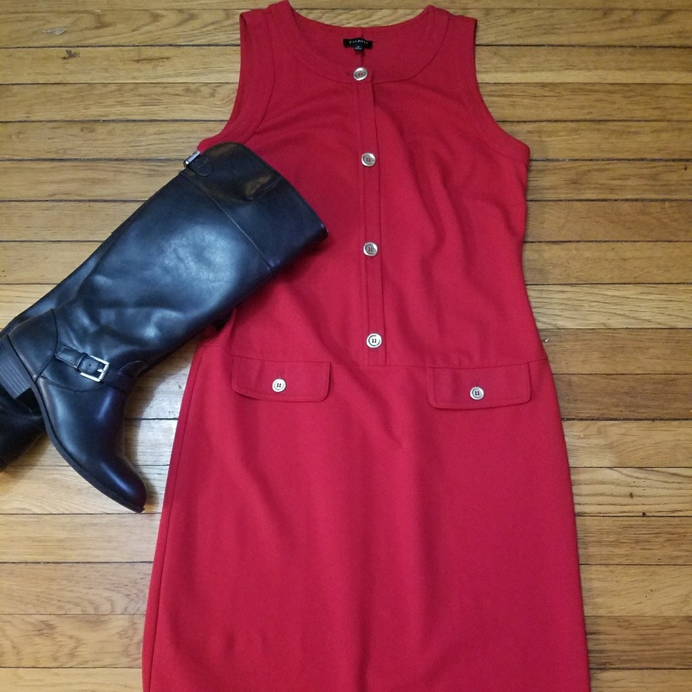 Talbots Knit Ponte Red Dress - size 8 - EUC