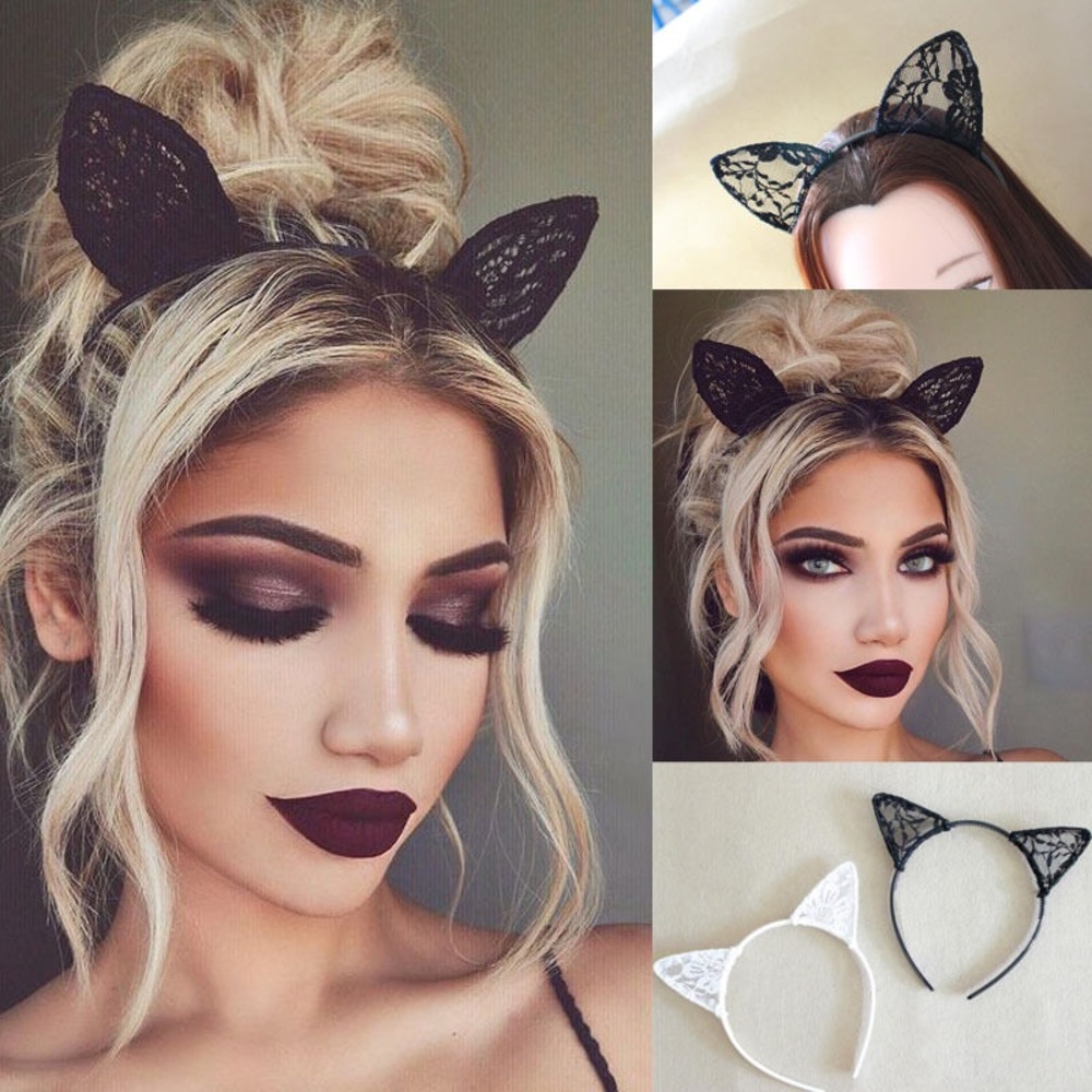 CLEARANCE! 'Scarlet' Lace Costume Cat Ears - Picture 3 of 3