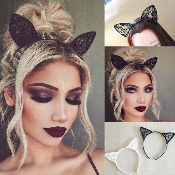 CLEARANCE! 'Scarlet' Lace Costume Cat Ears - Picture 3 of 3