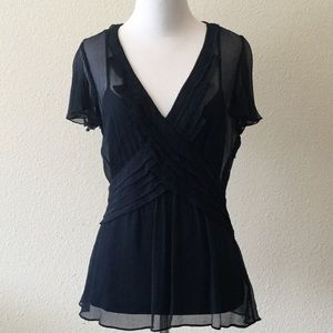 BCBG blue silk top with camilsole