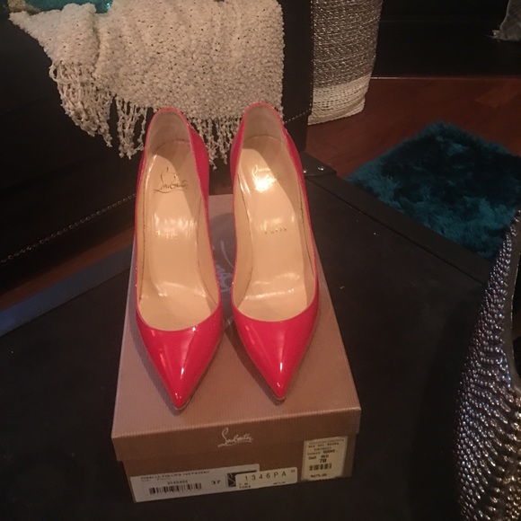 Christian Louboutin red patent Pigalle 100 sz 37 - Picture 2 of 4
