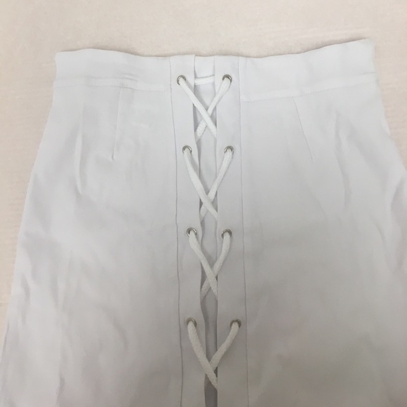 'Reagan' White Lace Up Skirt - Picture 2 of 4