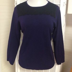 14/16W Lane Bryant Purpleish Navy Sweater w/Lace