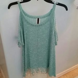 Pretty light green off the shoulder top