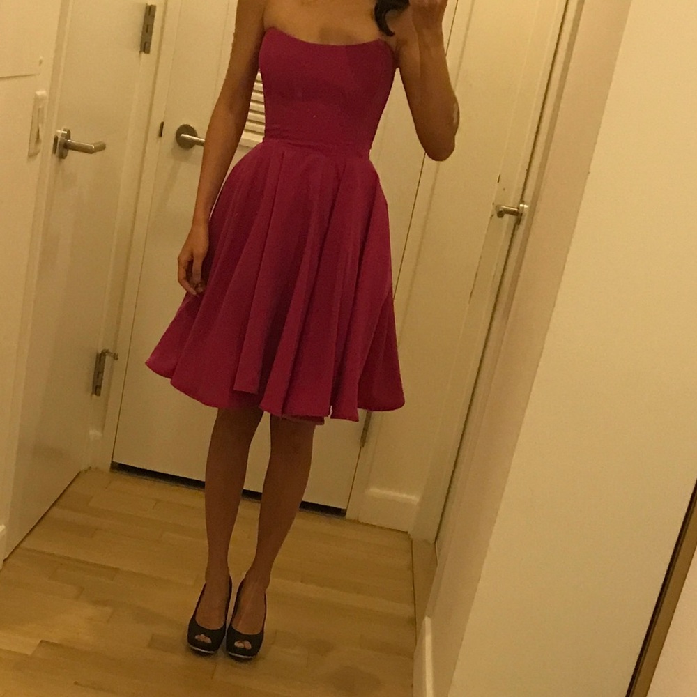Allison Parris strapless silk dress - fuchsia