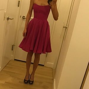 Allison Parris strapless silk dress - fuchsia