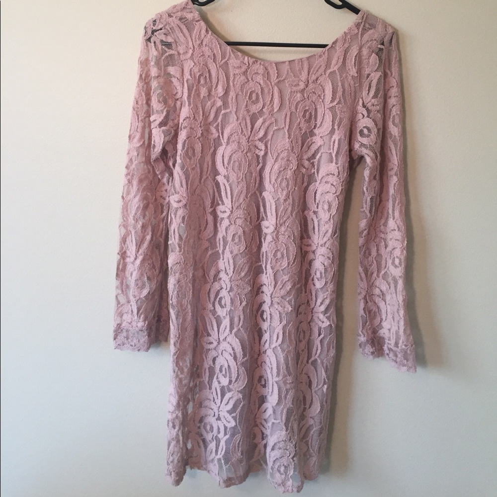 Blush Lace Long Sleeve Dress