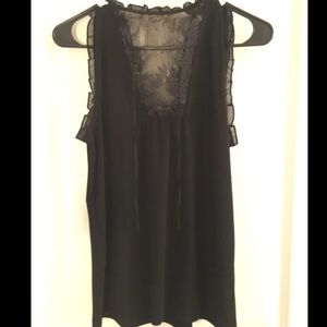 Lace Bib Front Mock Neck Tank from Express