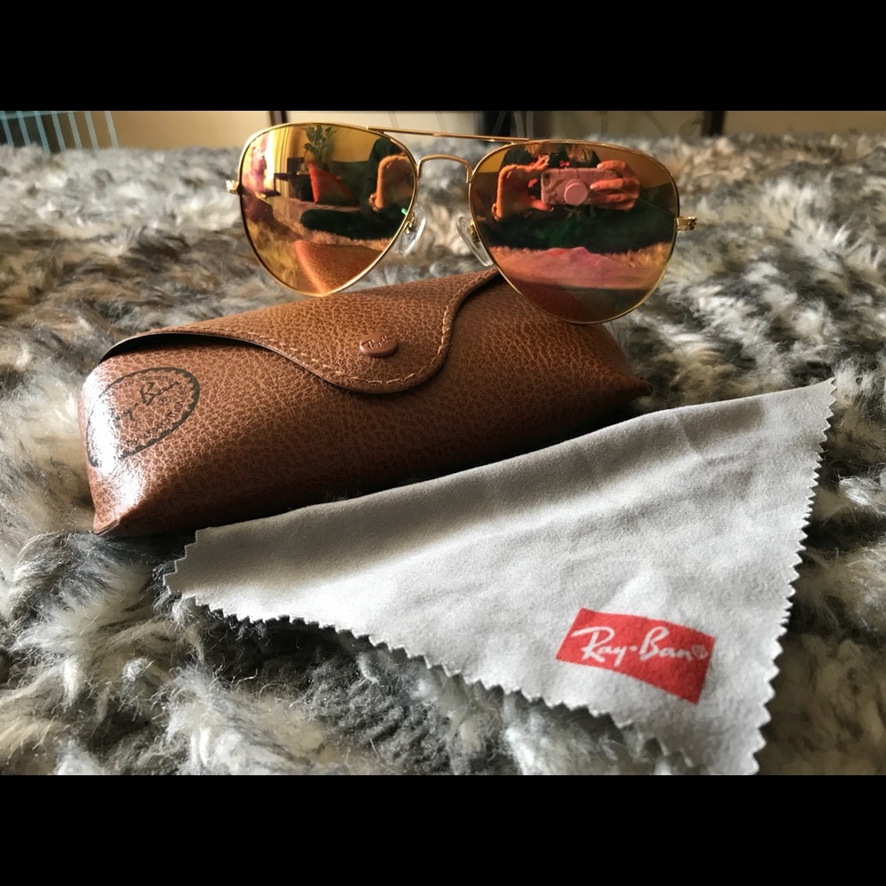 RayBan aviators women pink and gold mirror lense