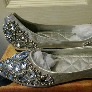 Silver jeweled rhinestone flats
