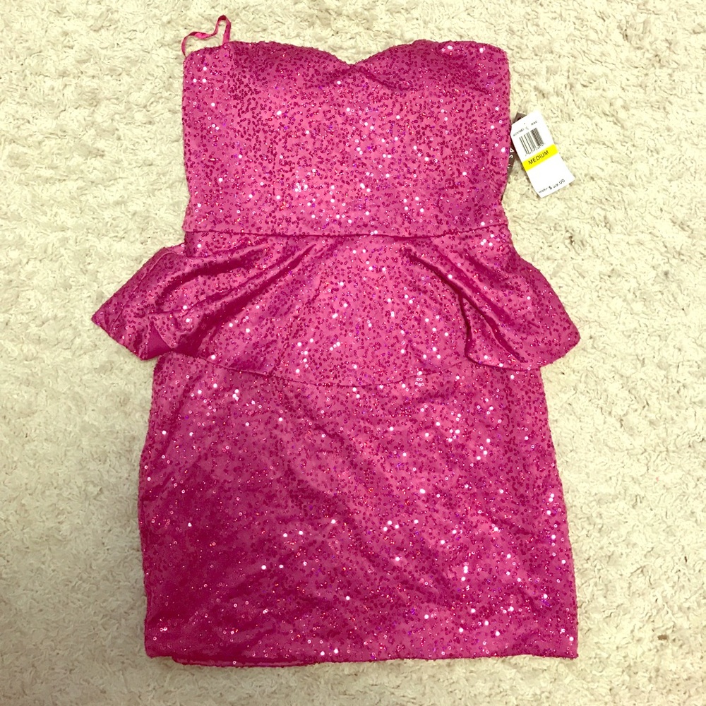 Peplum pink sparkly dress