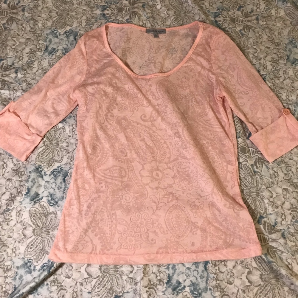 Charlotte Russe Sheer Pink Floral Blouse