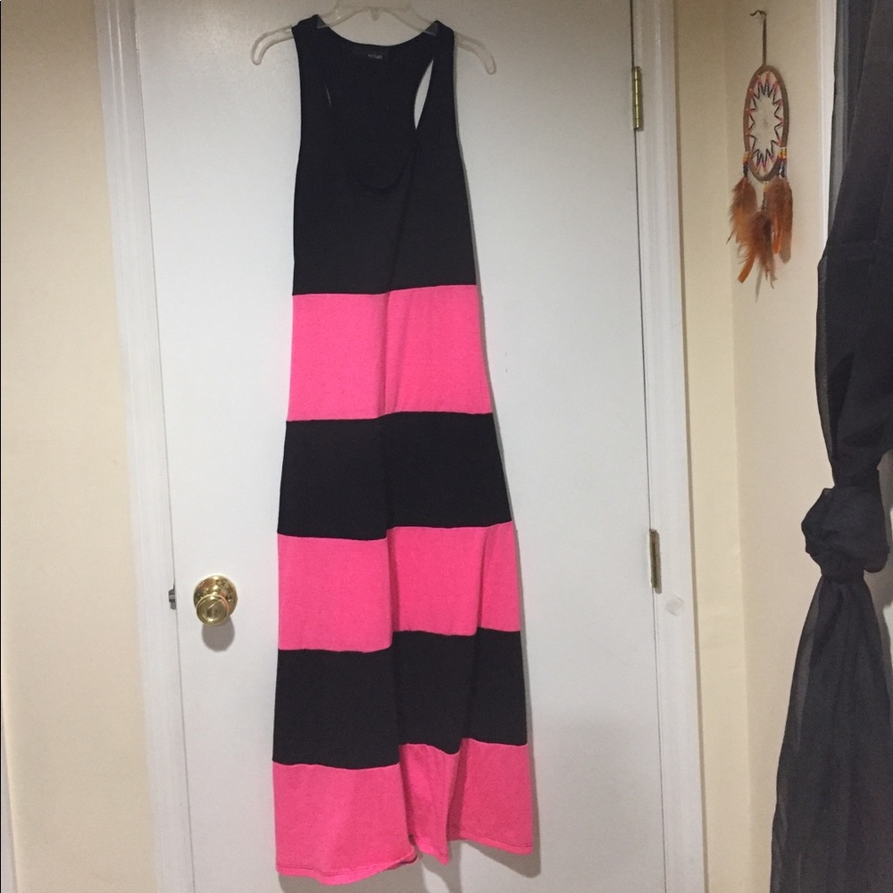 Black and pink maxi dress