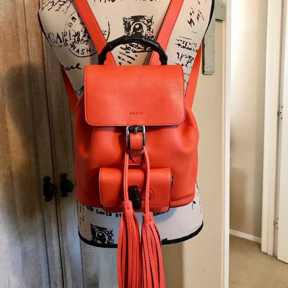 🍁SOLD🍁NWOT Gucci Bamboo Leather Backpack  - Picture 2 of 8