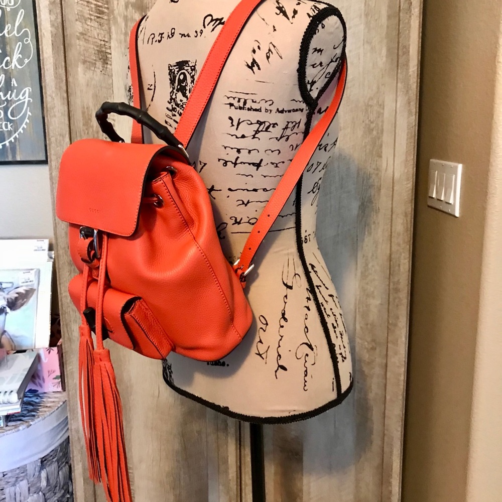 🍁SOLD🍁NWOT Gucci Bamboo Leather Backpack  - Picture 3 of 8