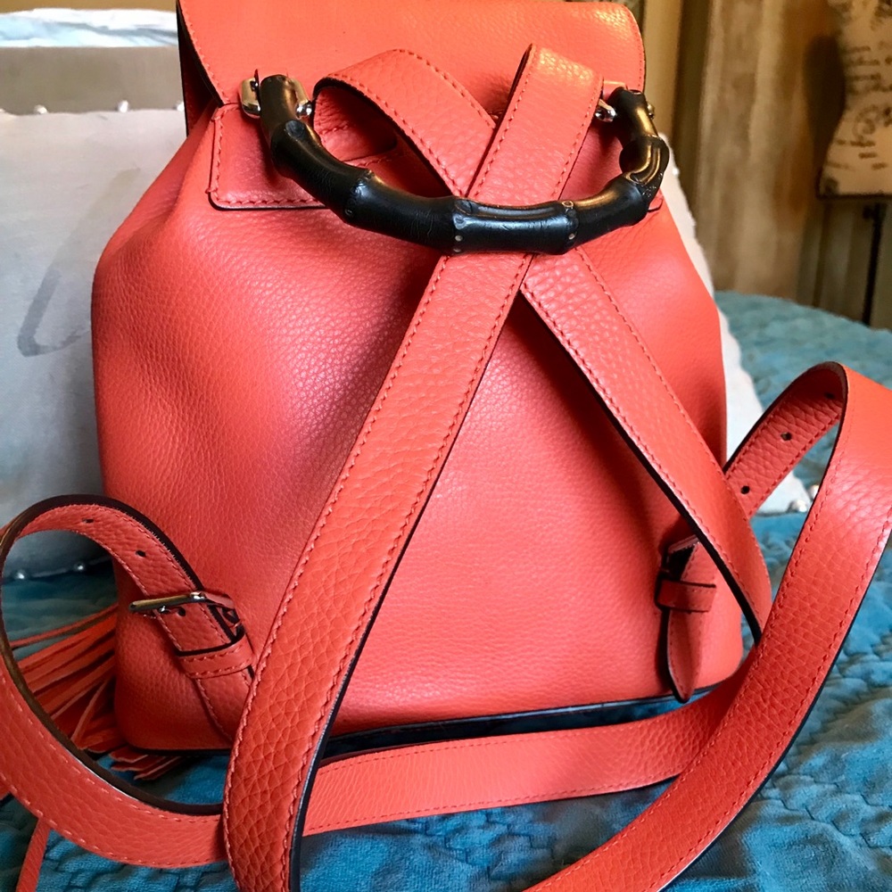 🍁SOLD🍁NWOT Gucci Bamboo Leather Backpack  - Picture 4 of 8