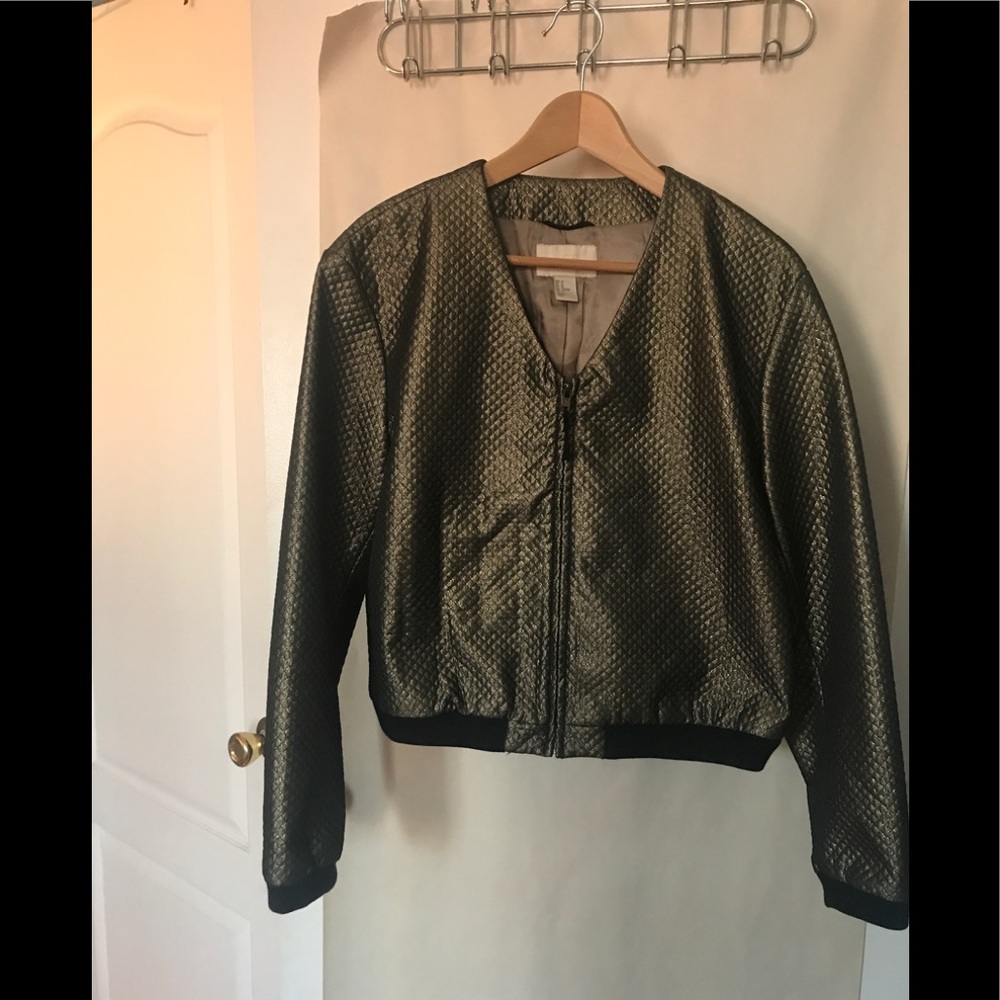 H&M quilted dark gold bomber jacket