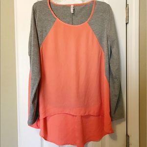 Peach & gray long sleeved tee