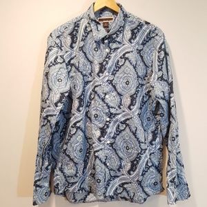 Michael Kors Mens Long Sleeve Button Down Blue Pas