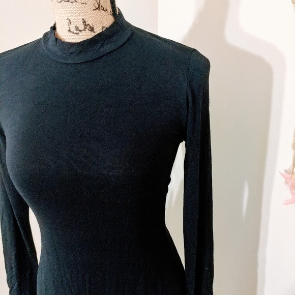 Black Mock Neck Swing Dress - Picture 2 of 3