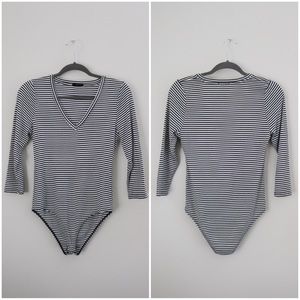Black & White Striped Bodysuit